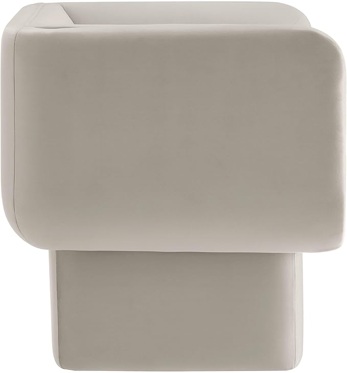 Modway Tate Performance Velvet Accent Chair in Almond - Upholstered Club Chair - Modern Barrel Armchair - Comfy Reading Leisure Chair for Living Room Bedroom Office