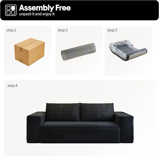 Modern Loveseat SofaModular Couch with Deep Seat Memory FoamComfy Small Cloud Couch for Small SpacesNo Assembly Required Sofa for Living RoomEfficient HomeBedroomOffice Apartment（71inchBlack）