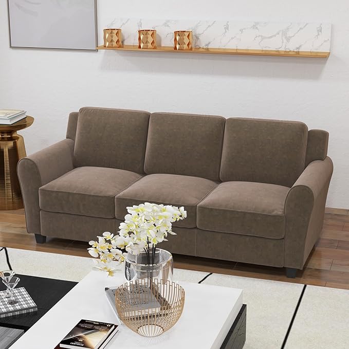Bonzy Home 2 Piece Sofa Set 2-Seater and 3-Seater Sofa Couch Modern Comfy Sofa with Thicked Cushion for Living Room Apartment Office Brown