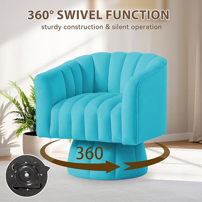 YSICK Swivel Accent Chair360°Swivel Barrel Chairs Mid-Century Chair with Wide Upholstered Modern Velvet Fabric Round Armchair for Living Room Lounge Bedroom