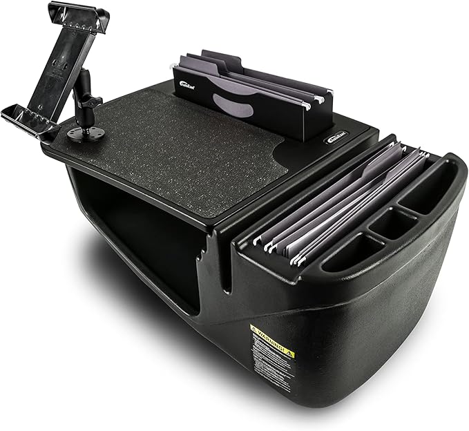 AutoExec AE-FMEF-PI-TAB-BT Efficiency FileMaster Car Desk for Your Vehicle Workstation and Mobile Office Black with 400 watt Power Inverter and Tablet Mount