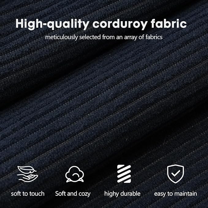 78.8 Modular Sofa Bed - 4-in-1 Convertible Design with Corduroy Fabric and High Density Sponge Removable Cover and Fixed Frame