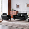 Kingfun Living Room Furniture Sets Loveseat and Armcahir Mid Century Modern Sofa Set Faux Leather Couch with Solid Wood Frame for Living Room &amp Bedroom Black