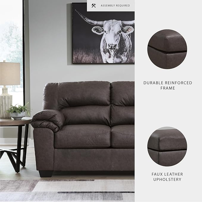 Signature Design by Ashley WalkerPoint Contemporary Loveseat with Removable Cushion Dark Brown