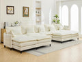 DRMBOOK 180.6'' U Shaped Modular Sectional Cloud Couch Comfy Upholstered 5 Seater Sofa Modern Deep Seat Modular Sofa Couches with Ottoman for Living Room (Chenille Cream Beige 5 Seat+4 Ottoman)