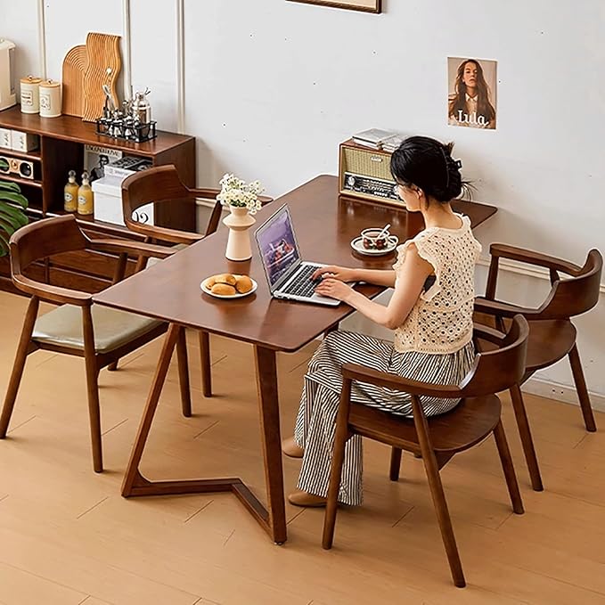 Wooden Home Office Desk Conference Table Study Writing Gaming Table Farmhouse Easy to Assemble for Living Room Home Office(Brown120x80cm/47x31.5in)