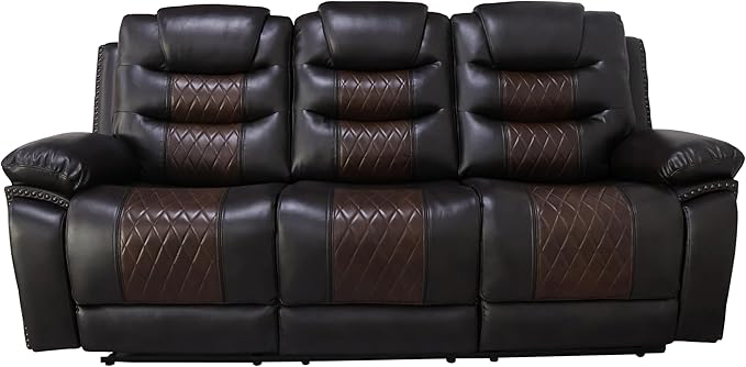 New Classic Furniture Nikko Faux Leather Sofa with Power Footrest Brown