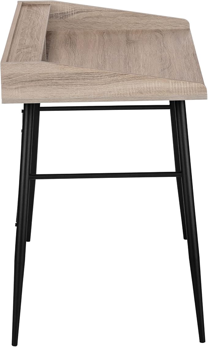 Penau Computer Desk for Home Office Modern Laptop Desk with Storage Shelves 47.25 l Dark Taupe Finish Black Metal Base