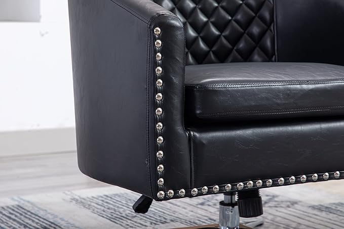 Swivel Barrel Chair Living Room Chair with Nailheads and Metal Base