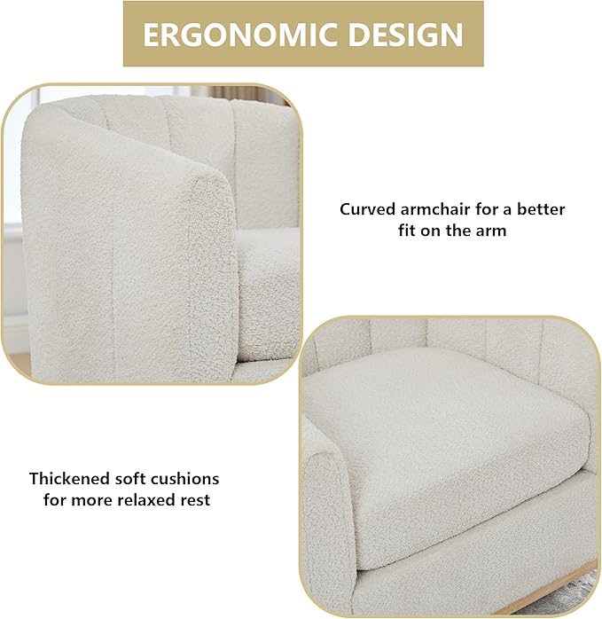Ivory White Swivel Accent Chairs Set of 2Chenille Accent Chairs for Living RoomUpholstered Swivel Chair with Wide Curved Backrest