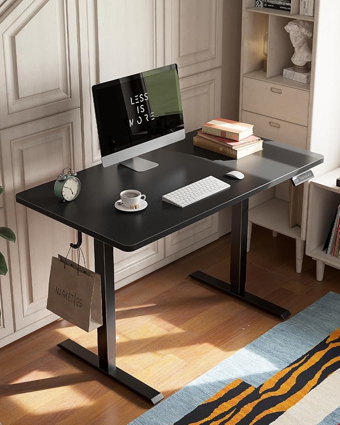 FEZIBO One-Piece Standing Desk Adjustable Height Stand up Home Office Desk 40x24 Inch Electric Standing Computer Desk with 4 Memory Presets Headphone Hook Black