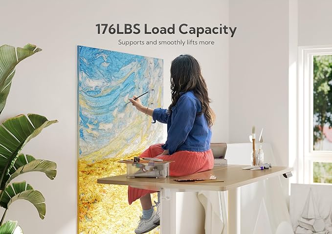 Claiks Electric Standing Desk Adjustable Height Stand up Desk 40x24 Inches Sit Stand Home Office Desk with Splice Board White Frame/Nature Top
