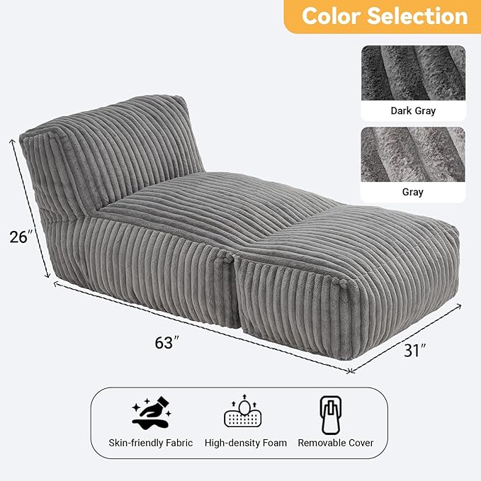Folding Sofa Bed Convertible Floor Sleeper Chair Comfy Futon Floor Couch 2 in 1 Pull Out Single Boneless Sofa for Living Room Bedroom No Assembly (Corduroy Light GreyB)