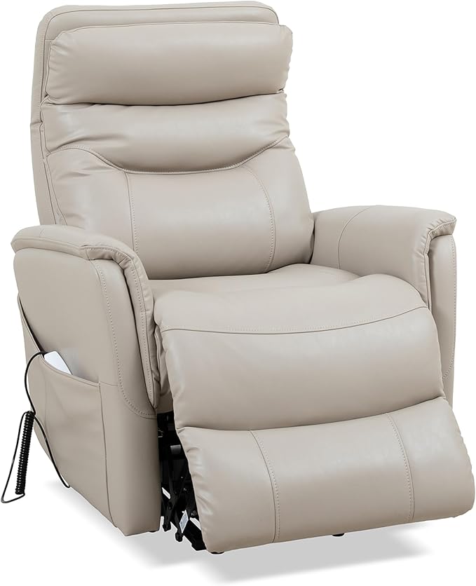 Parker Living Gemini - Softy Ivory Power Lift Recliner Chair with Articulating Headrest 90% Polyester 10% PU Upholstery Electric Recliner for Living Room Bedroom