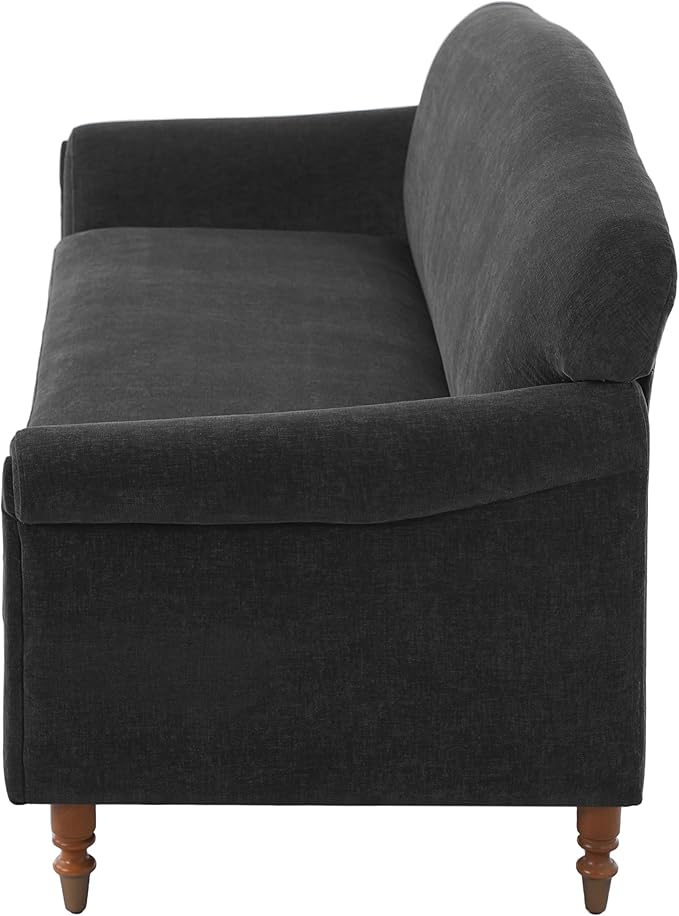 Christopher Knight Home Sola 77.5'' Modern Chenille Upholstered Loveseat Sofa with Rolled Armrest and Rubberwood Frame 2-Seater Home Sofa Living Room Comfy Couch for Hotel/Apartment Dark Grey