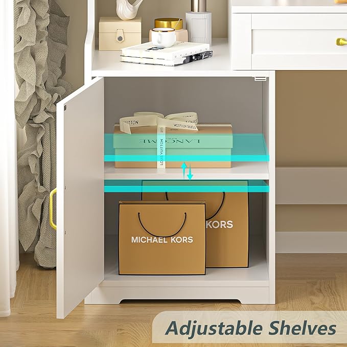 60 Computer Desk with Drawers &amp Bookshelves Home Office Desk with Storage Cabinet &amp Spacious Desktop Writing Gaming Study Table with Bookcase White