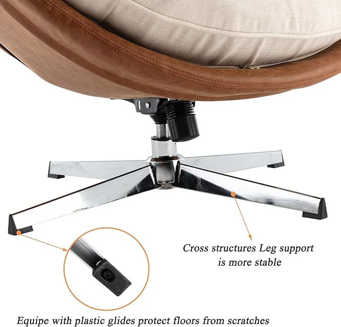 DUOMAY Swivel Accent Chair Modern Linen Soft Foam Lounge Chair with High Back Comfy Rocker Chair for Living Room Bedroom Reading Room Office Tilt &amp Swivel Chrome Base Beige