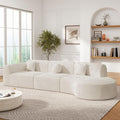 140 Modern Curved Sectional Sofa with High-Density Fully Compressed Sponge and Chaise Lounge 3-Piece Set Fully Assembled Right Hand Facing Perfect for Living Room Lounge (Beige)