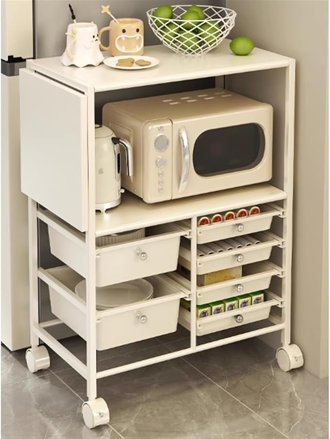 Mobile Filing Cabinet with Wheels File Storage Cabinet Kitchen Microwave Shelving Coffee Maker Stand Trolley File Cabinet