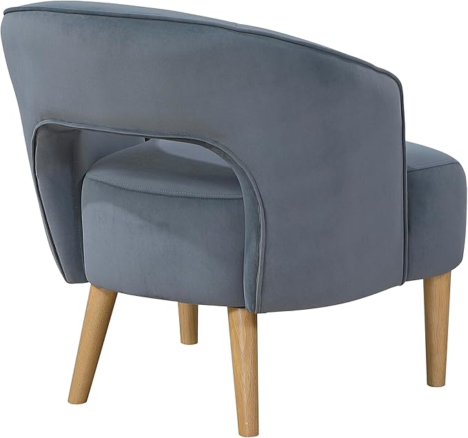 Lexicon Accent Arm Chair Modern Comfy Velvet Accent Chair Open Back with Solid Wood Legs for Living Room/Bedroom/Office/Waiting Room Dark Gray