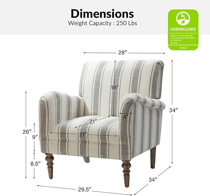 Upholstered Accent Chair with Arms and Wooden Legs Modern Comfy Armchair Reading Chair for Living Room Bedroom