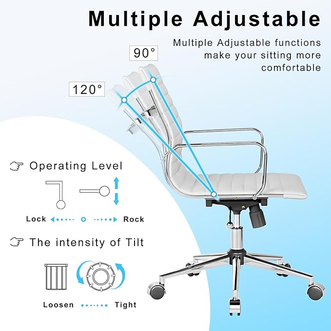 White Office Chair Ergonomic Swivel Desk Chair with Armrests Comfortable Heavy-Duty Chair for Office or Conference Table White 22.83in Seat（1pc）