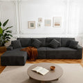 142 Cloud Modular Boneless Couch L-Shaped Left Facing Chaise Sectional Sofa Deep Seat Plush Corduroy Upholstery - Memory Foam Comfy Fluffy Couches for Living Room Bedroom No Assembly Required