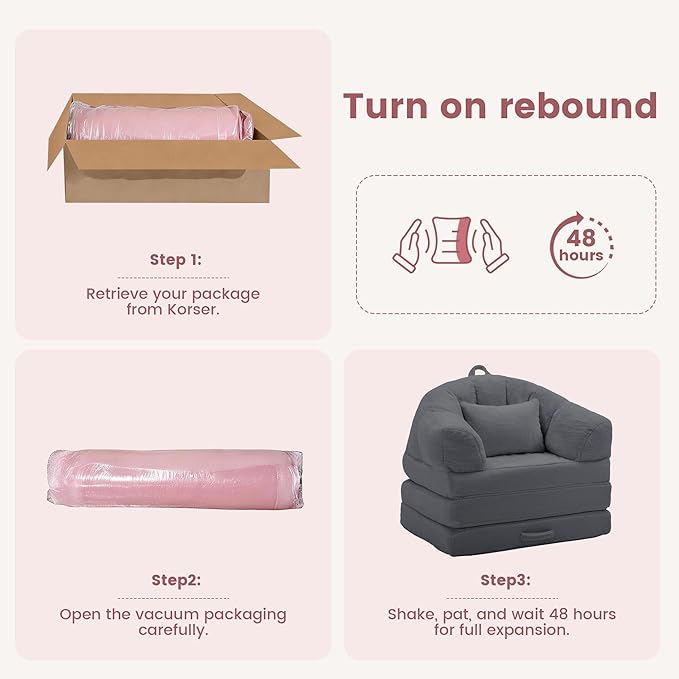 Folding Sofa Bed Convertible Sleeper Chair with Armrest Floor Futon Couch with Pillow Sleeper Single Chair for Adults Couches for Living Room Small Couches for Small SpacesGrey