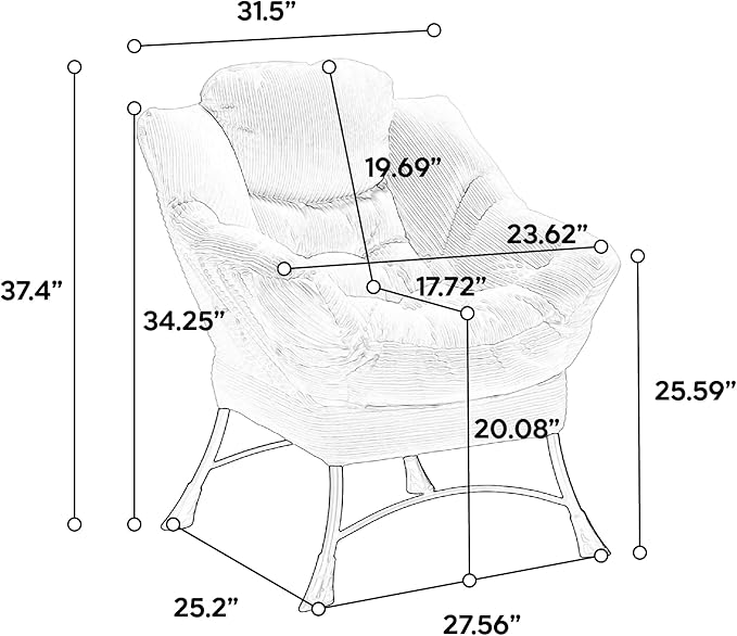 Lazy Chair with Ottoman Modern Lounge Accent Chair with Armrests &amp Side Pocket Reading Chair &amp Leisure Upholstered Footrest for Small Space Comfortable Living Room Chairs &amp Bedroom Chai