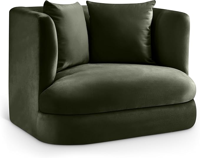 Meridian Furniture 699Green-C Alder Collection Modern | Contemporary Chair with Ultra Luxe Green Velvet 460 GSM Velvet Solid Wood Frame 38 W x 36 D x 30 H Green