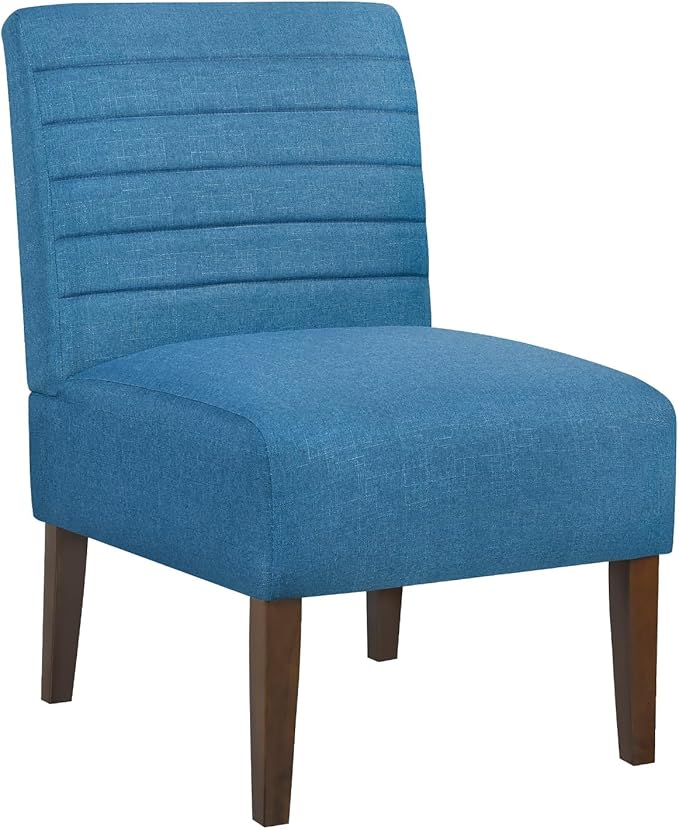 Armless Accent Chair Mid Century Modern Upholstered Living Room Chairs Accent Dining Chair Sofa with Solid Wood Legs Lounge Reading Chair for Bedroom Office (Blue)