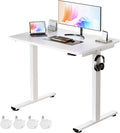 Okin Small Electric Standing Desk 36 x 24 Whole Piece Height Adjustable Desk White Sit to Stand Computer Workstation with Wheels for Home Office