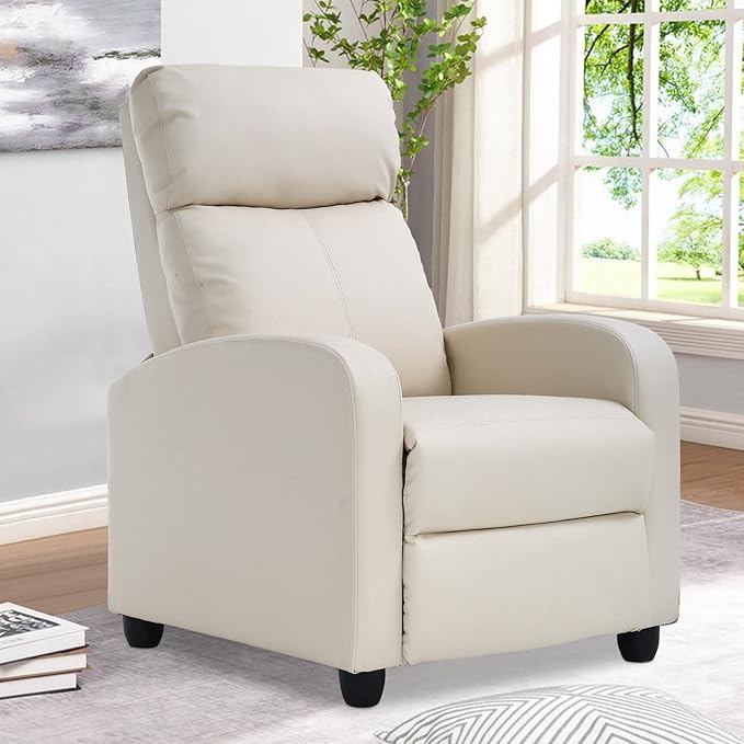 Recliner ChairSingle SofaLiving Room ChairsReading ChairRecliner Chairs for AdultsReclining SofaHome Theater SeatingLash Recliner ChairBeige
