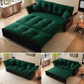 74.8 Queen Size Pull Out Sofa Bed 3-in-1 Convertible Sleeper with 2 Pillows Tufted Velvet Loveseat for Living Room Apartment Bedroom Small Spaces Green | 3-in-1 Convertible Pull Out Sofa Bed V