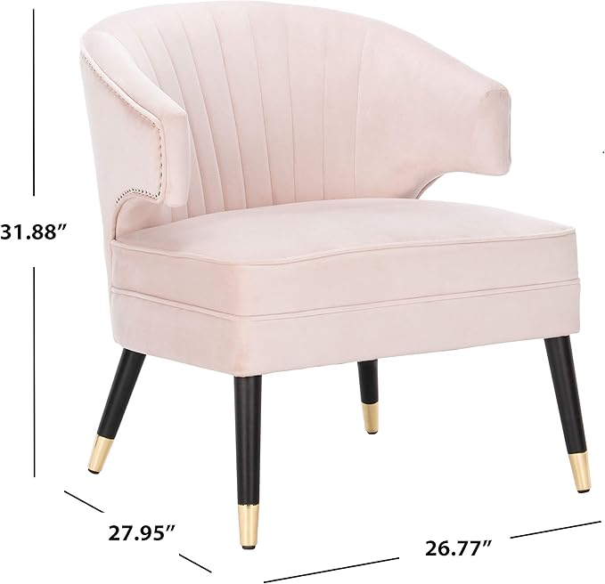 Safavieh Home Stazia Retro Glam Blush Pink and Black Wingback Accent Chair