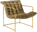 GIA Mid Century Modern Sling Accent Chair for Living Room Bedroom and Office Set of 1 Upholstered in Green Velvet Fabric with Gold Metal Base