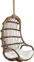 KOUBOO Hanging Rattan Swing Chair with Seat Cushion Handwoven Natural Rattan Chair Coastal Home Decor Furniture for Bedroom Living Room &amp Sun Room Antique Brown