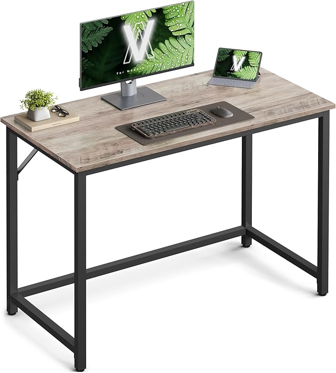 VASAGLE Computer Desk Office Work Desk 39.4 x 19.7 x 29.9 Inches for Study Bedroom Home Office Living Room Heather Greige and Ink Black ULWD041B02