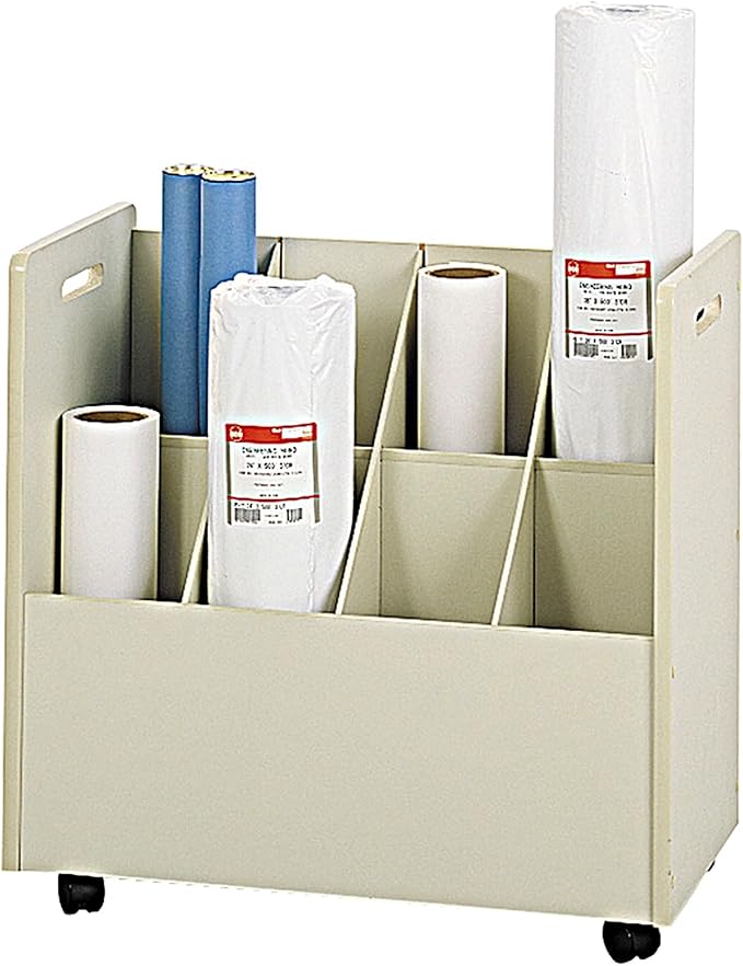Safco 3045 Mobile Roll File 8 Compartment Putty
