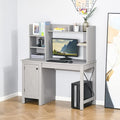 47 Computer Desk with Hutch Farmhouse Office Desk with Storage Cabinet &amp X-Type Steel Bars Design Executive Standing Desk for Home Office Bedrooms - Gray