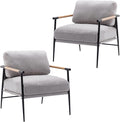 DUOMAY Mid-Century Modern Accent Chair Armchair Set of 2 Soft Linen Fabric Sofa Lounge Chair Reading Chair with Metal Leg for Living Room Bedroom Office Grey