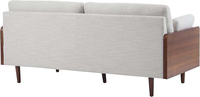 Christopher Knight Home Arboris Modern Rubberwood Frame Fabric Upholstered Loveseat Living Room/Bedroom/Apartment Couch/Sofa with Toss/Back Pillows and Removable Cushions Beige+Light Walnut