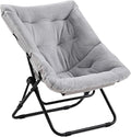 Comfy Folded Chair Soft Faux Fur Oversized Folding Accent Chair Flexible Lazy Chair for Adults Kids Metal Frame Moon Chair for Dorm Room Bedroom Living Room