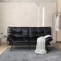 MUUEGM 71 Futon Couch Filled with Memory Foam Convertible Futon Sofa Bed with Adjustable Backrest Armrest Folding for Living Room Small Space Loveseat for Sleeper(Leather Black)