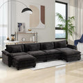 Modular Sectional Sofa Cloud Couch with Ottoman Deep Seat L Shaped Chenille Sofa Couches for Living Room Apartment (Black U-Shaped &amp 2 Ottoman)