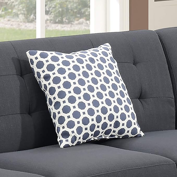 Poundex Bobkona Galiana Linen-Like Polyfabric SECTIONAL in Ash Black