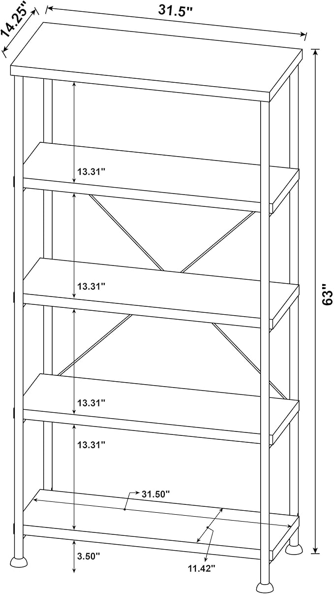 Coaster Home Furnishings - Analiese - Metal and Wood - 2-Piece Computer Desk and Bookcase Set with Three Storage Drawers Four-Shelf Bookcase - Farmhouse - Home Office - Rustic Nutmeg - 801541-S2