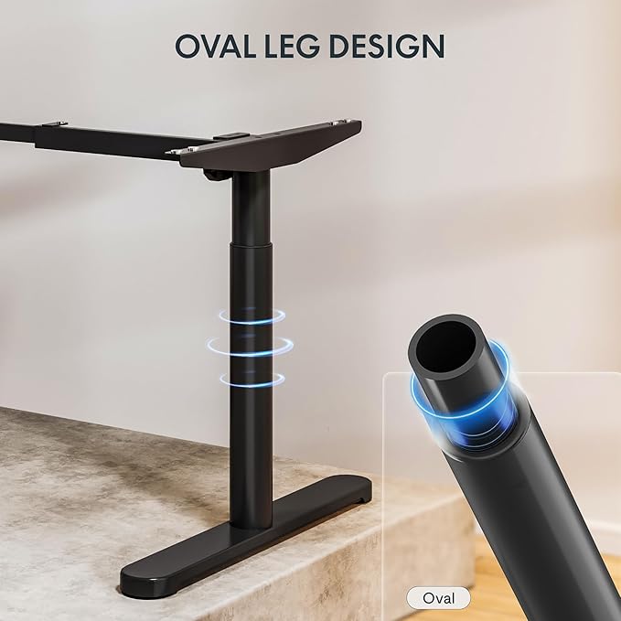 FLEXISPOT Bamboo Electric Standing Desk with Elegant Oval Legs 60x30 Height Adjustable Desk for Home Office &amp Living Spaces Black Frame