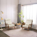 Bonnlo High Back Beige Accent Chairs Set of 2 Upholstered Mid Century Modern Lounge Fabric Chairs Reading Chairs Side Sitting Chair Solid Wood Farmhouse Armchairs for Living Room Bedroom Guest Room