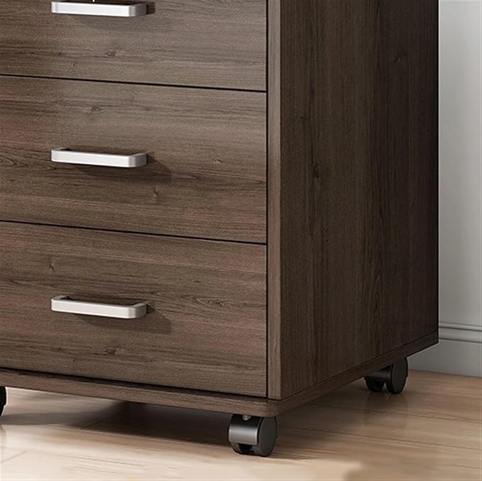 Office File Cabinet Wooden File Cabinet with 3 Solid Color Drawers File Cabinet with Sliding Wheel Storage Lock Small Side Cabinet